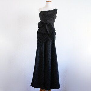 Maria Bonita Vintage Draped Taffeta Evening Formal Prom Dress Gown Size Small